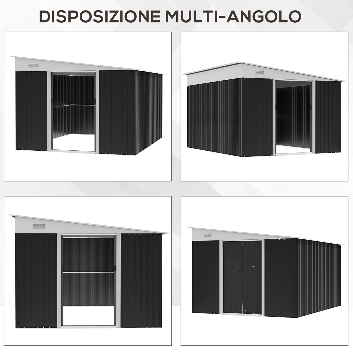 easycomfort ripostiglio da giardino con porta scorrevole in acciaio 345x280.5x169 201cm nero