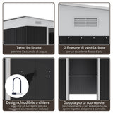 easycomfort ripostiglio da giardino con porta scorrevole in acciaio 345x280.5x169 201cm nero