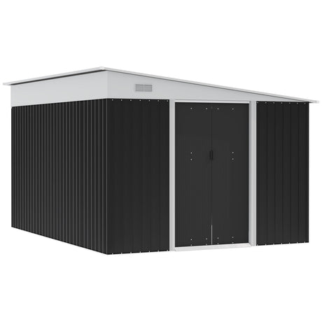 easycomfort ripostiglio da giardino con porta scorrevole in acciaio 345x280.5x169 201cm nero