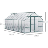 easycomfort serra da giardino in policarbonato metallo e alluminio anti uv e antivento 244x500x216cm verde