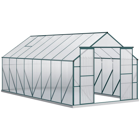 easycomfort serra da giardino in policarbonato metallo e alluminio anti uv e antivento 244x500x216cm verde