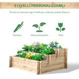 easycomfort fioriera in legno di abete a 3 livelli cassetta per orto rialzato da esterno 120x100x54cm