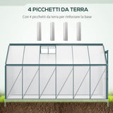 easycomfort serra da giardino in policarbonato 190x375x199cm con finestra apribile e porta scorrevole struttura in alluminio verde