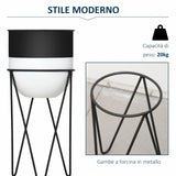 easycomfort fioriera set di 2 pezzi con supporto di metallo per arredamento interni ed esterni nera