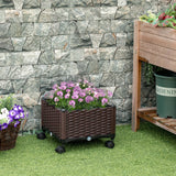 easycomfort fioriera da esterno in plastica con 4 ruote e disco auto irrigante 40x40x31.5cm