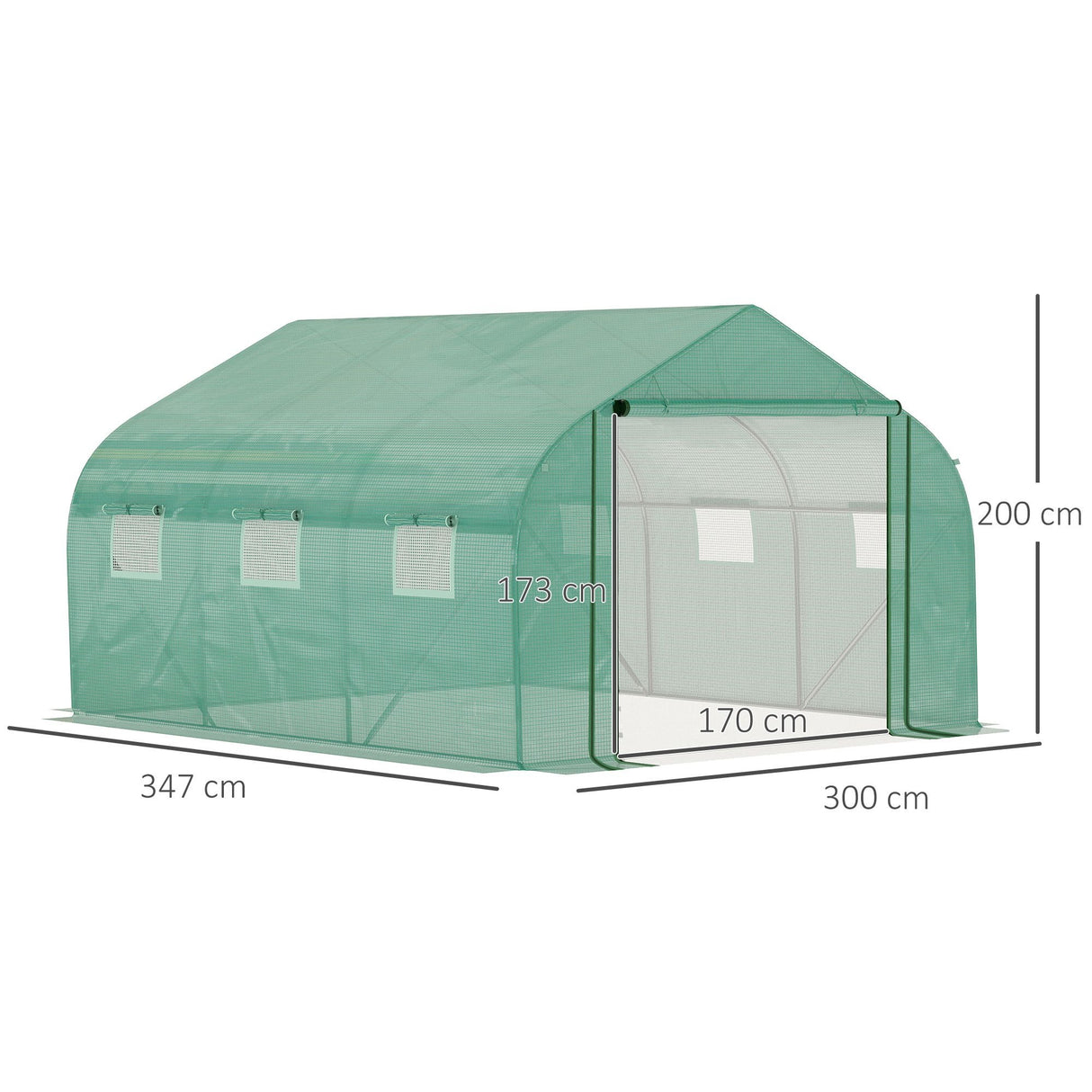 easycomfort easycomfort serra a tunnel con copertura pe e struttura in acciaio porta avvolgibile e 6 finestre 3 5x3x2m verde
