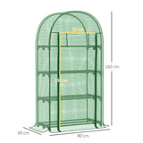 easycomfort serra da giardino con ripiani in metallo copertura in pe e porta avvolgibile 80x49x160cm verde