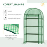 easycomfort serra da giardino con ripiani in metallo copertura in pe e porta avvolgibile 80x49x160cm verde