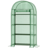 easycomfort serra da giardino con ripiani in metallo copertura in pe e porta avvolgibile 80x49x160cm verde