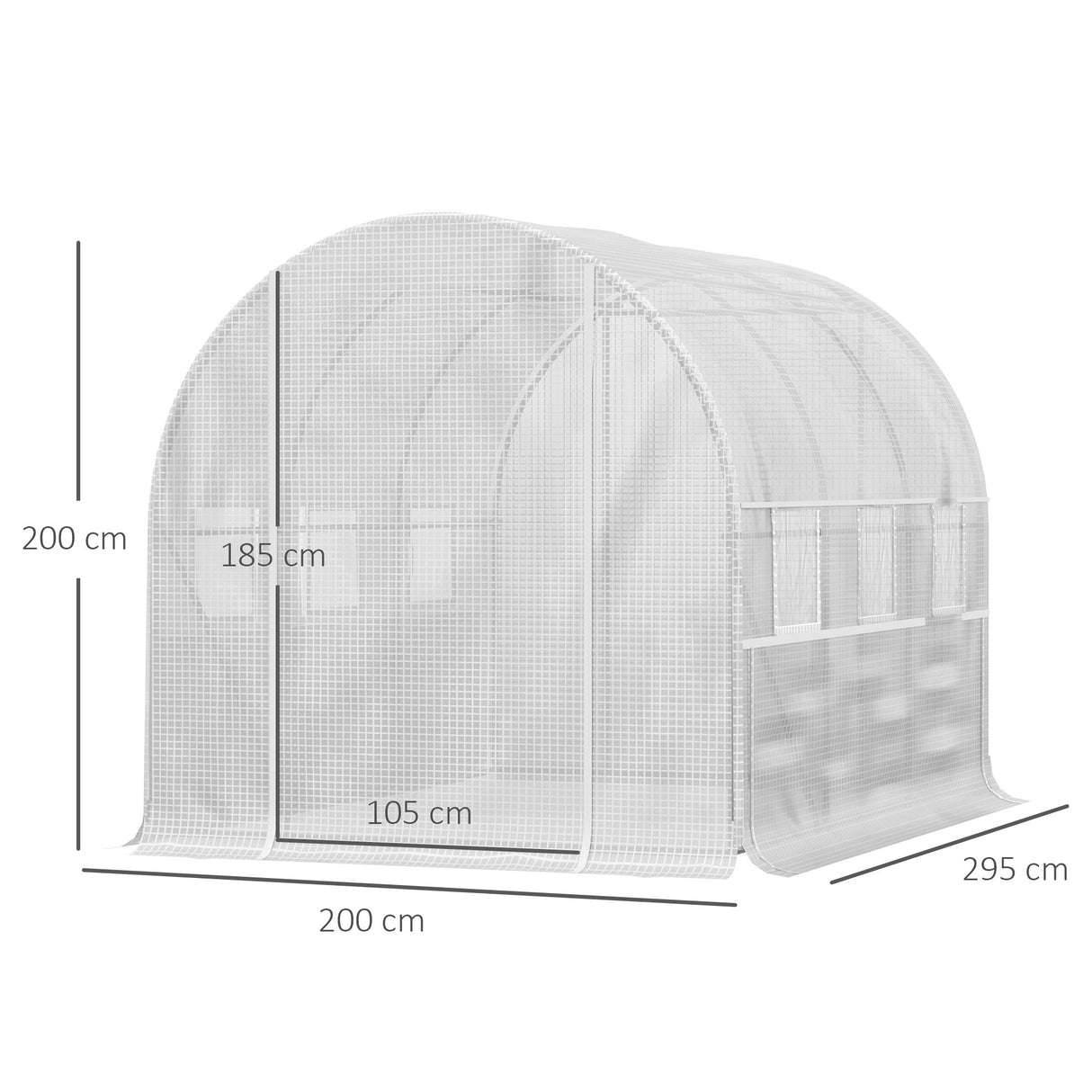 easycomfort serra per orto 3x2x2m in acciaio e copertura pe porte con zip e finestre a rete bianca