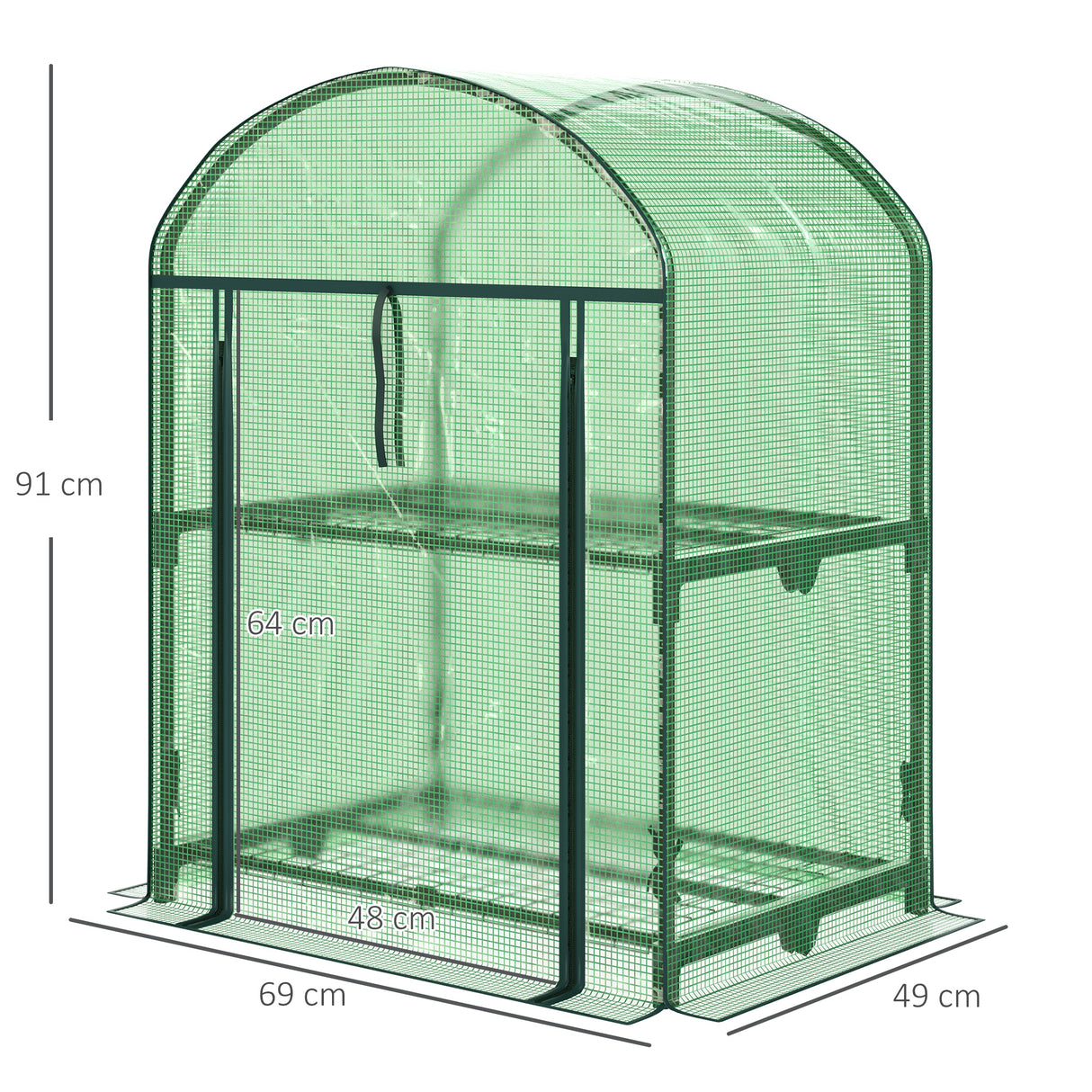 easycomfort mini serra da giardino con 2 ripiani in metallo e copertura in pe 69x49x92cm verde