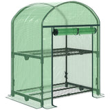 easycomfort mini serra da giardino con 2 ripiani in metallo e copertura in pe 69x49x92cm verde