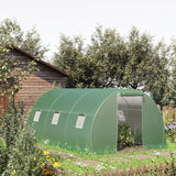 easycomfort serra a tunnel da esterno con copertura in pe porta con cerniera e 6 finestre verde