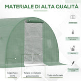 easycomfort serra a tunnel da esterno con copertura in pe porta con cerniera e 6 finestre verde