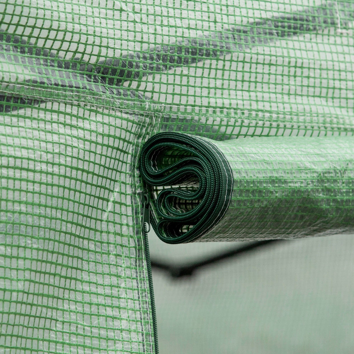 easycomfort serra a tunnel da esterno con copertura in pe porta con cerniera e 6 finestre verde