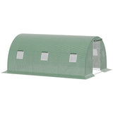 easycomfort serra a tunnel da esterno con copertura in pe porta con cerniera e 6 finestre verde