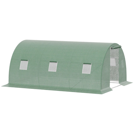 easycomfort serra a tunnel da esterno con copertura in pe porta con cerniera e 6 finestre verde