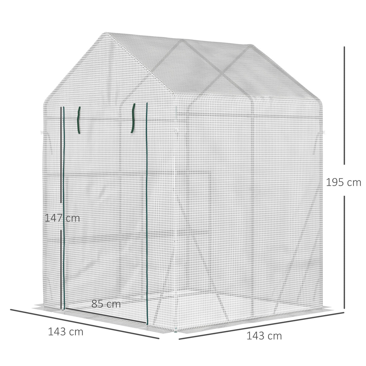 easycomfort serra da giardino per esterni in acciaio e pe con 2 scaffali e porta avvolgibile 143x143x195 cm bianco