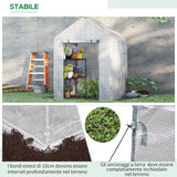 easycomfort serra da giardino per esterni in acciaio e pe con 2 scaffali e porta avvolgibile 143x143x195 cm bianco