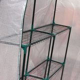 easycomfort serra da giardino per esterni in acciaio e pe con 2 scaffali e porta avvolgibile 143x143x195 cm bianco