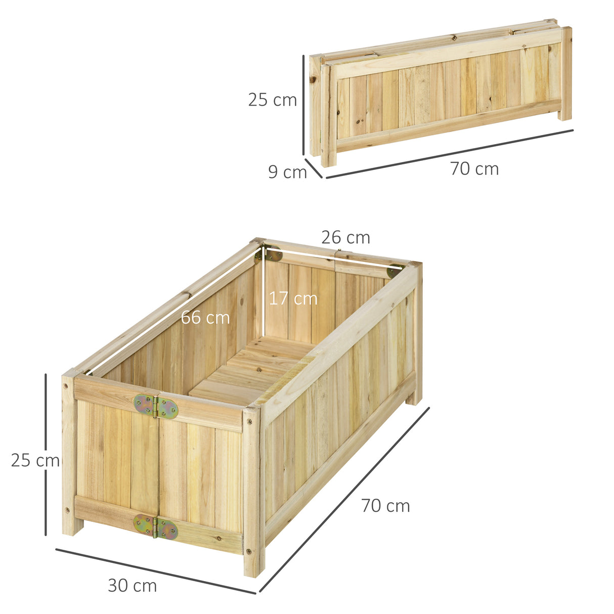 easycomfort fioriera in legno pieghevole da esterno con base drenante 70x30x25cm 33172