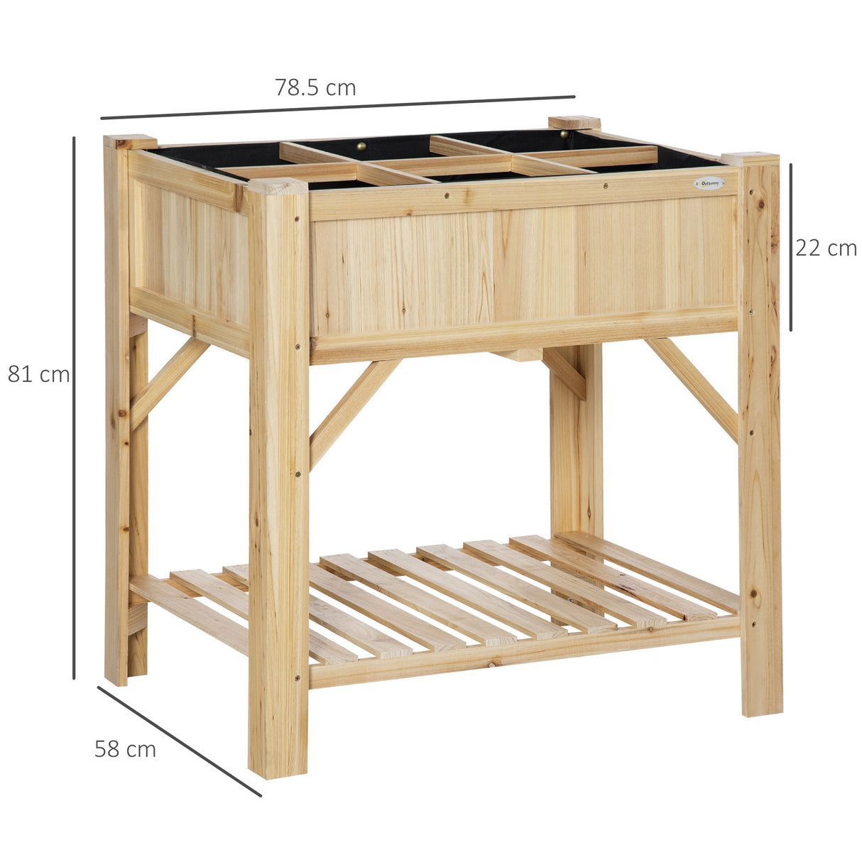 easycomfort easycomfort letto per orto rialzato con 6 scomparti in legno di abete 78 5x58x81cm