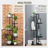 easycomfort scaletta portavasi a 5 livelli per interni ed esterni in mdf e acciaio 40x22x113 cm nero