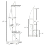 easycomfort portafiori a 5 livelli a mezzaluna per interni ed esterni in mdf e acciaio 50x30x160 cm bianco