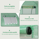 easycomfort serra da giardino a tunnel con porte e finestre avvolgibili in pe verde 180x180x200cm