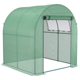 easycomfort serra da giardino a tunnel con porte e finestre avvolgibili in pe verde 180x180x200cm