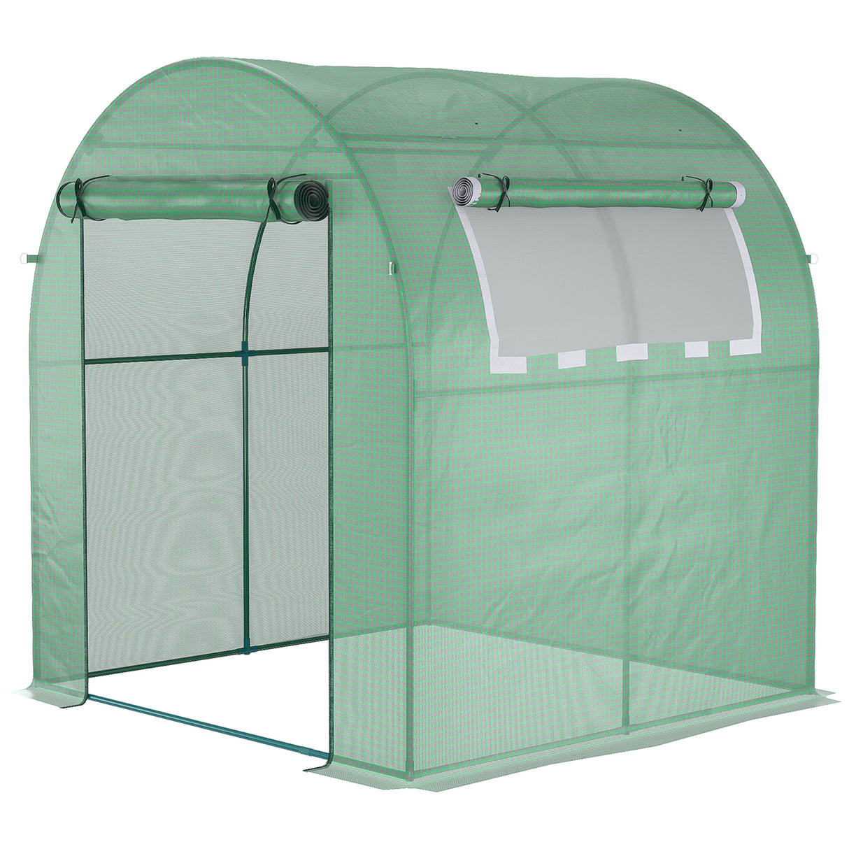 easycomfort serra da giardino a tunnel con porte e finestre avvolgibili in pe verde 180x180x200cm