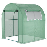 easycomfort serra da giardino a tunnel con porte e finestre avvolgibili in pe verde 180x180x200cm