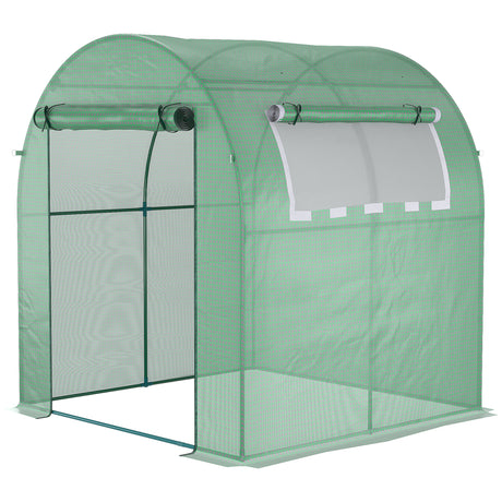 easycomfort serra da giardino a tunnel con porte e finestre avvolgibili in pe verde 180x180x200cm