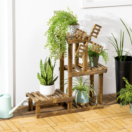 easycomfort scaffale per piante da esterno a 4 ripiani con decorazione a mulino 76x30x90 cm