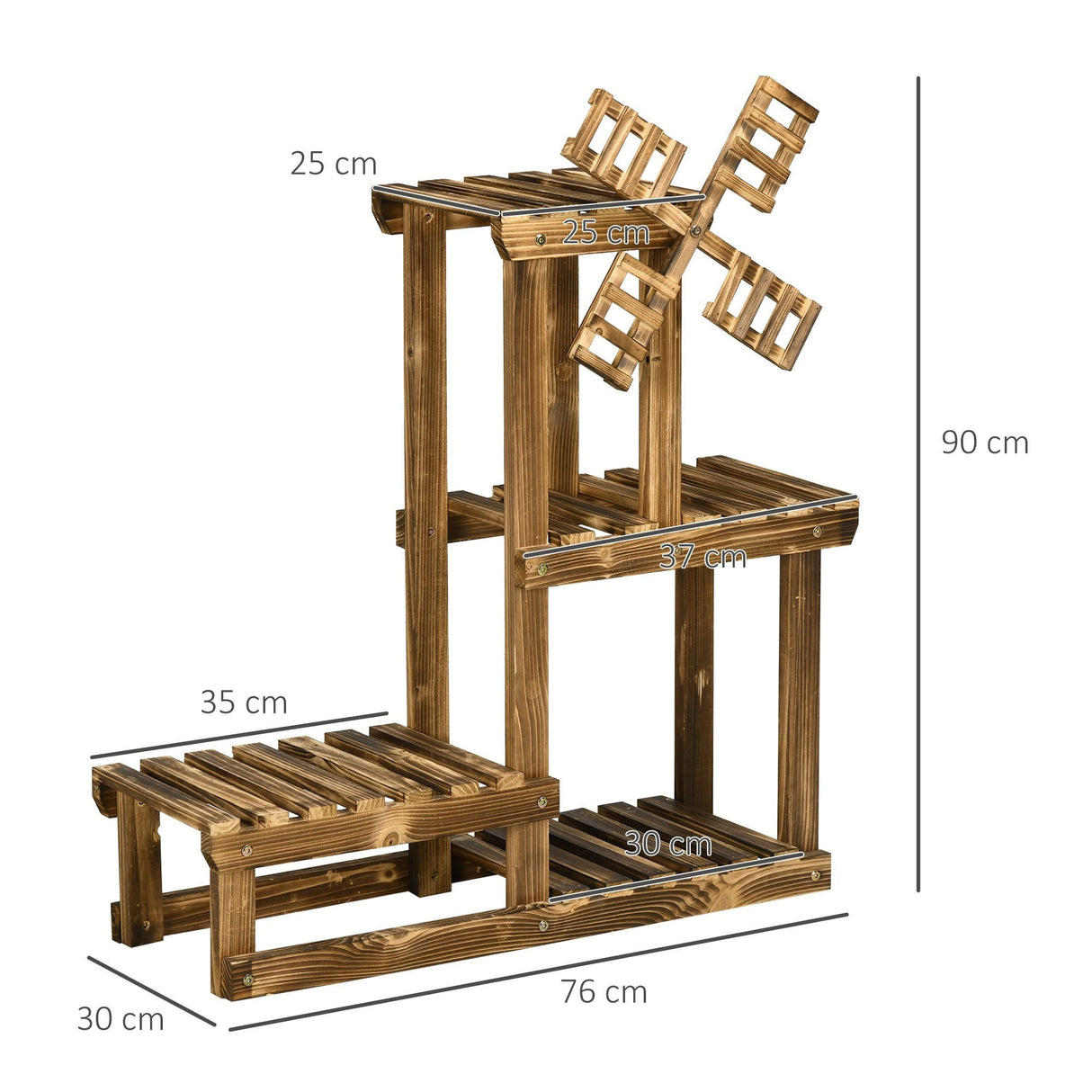 easycomfort scaffale per piante da esterno a 4 ripiani con decorazione a mulino 76x30x90 cm