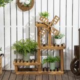 easycomfort scaffale per piante da esterno a 4 ripiani con decorazione a mulino 76x30x90 cm
