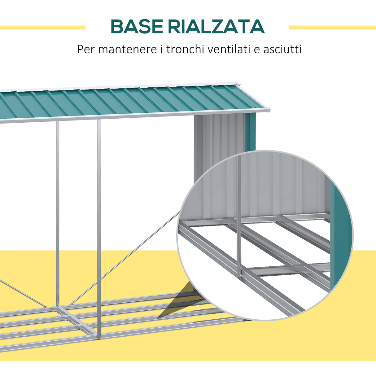easycomfort easycomfort legnaia con struttura in acciaio galvanizzato e base rialzata 240x 86x160cm verde