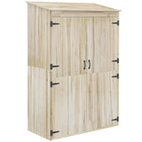 easycomfort casetta da giardino in legno di abete con 2 porte e ripiani 120x57x183cm naturale
