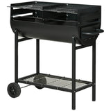 easycomfort easycomfort barbecue in acciaio con 2 griglie indipendenti nero 90cm x 45cm x 96cm