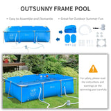 easycomfort piscina fuoriterra autoportante rigida rettangolare con filtro e valvola in acciaio e pvc blu 252x152x65cm