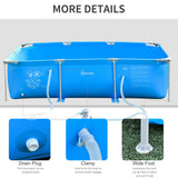 easycomfort piscina fuoriterra autoportante rigida rettangolare con filtro e valvola in acciaio e pvc blu 252x152x65cm