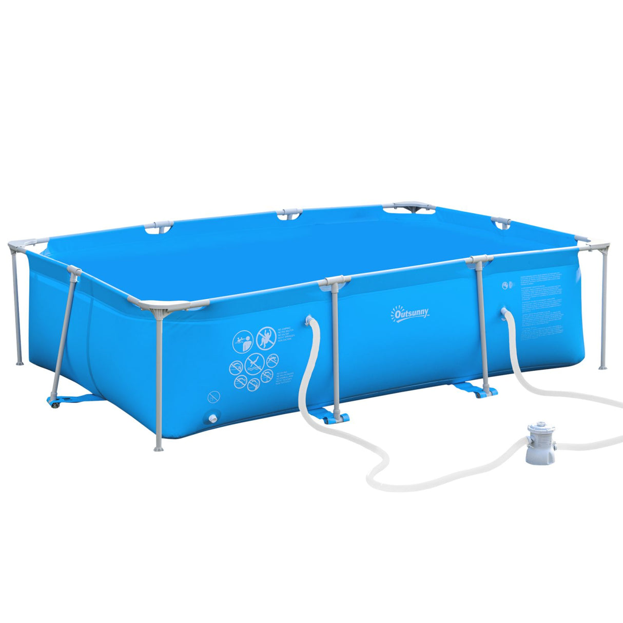easycomfort piscina fuoriterra autoportante rigida rettangolare con filtro e valvola in acciaio e pvc blu 252x152x65cm