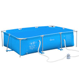 easycomfort piscina fuoriterra autoportante rigida rettangolare con filtro e valvola in acciaio e pvc blu 252x152x65cm