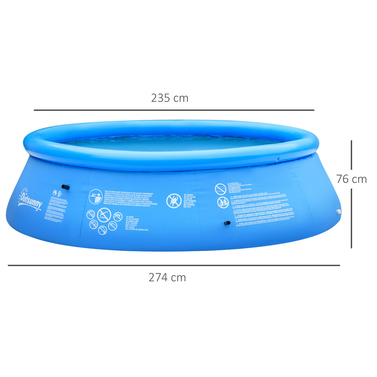 easycomfort piscina gonfiabile da giardino per 3 4 persone in pvc a 3 strati con valvola di scarico e pompa manuale inclusa 274x76cm blu