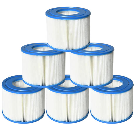 easycomfort set 6 filtri per piscine e spa gonfiabili in tessuto non tessuto o10.5x8cm blu e bianco