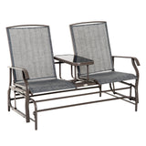 easycomfort easycomfort dondolo da giardino a due posti con tavolino marrone 81 148 100cm