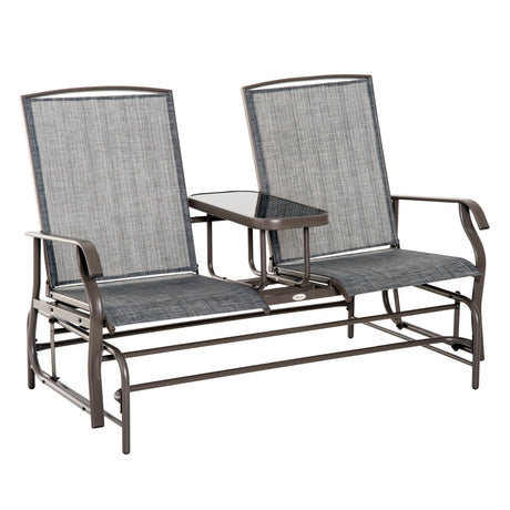 easycomfort easycomfort dondolo da giardino a due posti con tavolino marrone 81 148 100cm