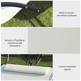 easycomfort lettino prendisole 2 posti sdraio da giardino a dondolo in metallo e textilene bianco crema