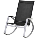 easycomfort sedia a dondolo da giardino impermeabile e antiruggine nera