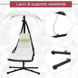 easycomfort easycomfort sdraio da giardino a dondolo relax chaise longue di lusso con tettuccio crema